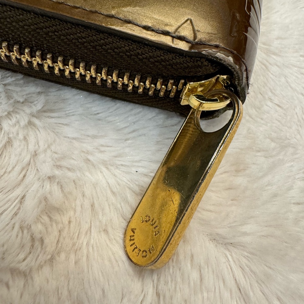 Louis Vuitton Vernis Bronze Long Zippy Wallet Authentic Zip Around Made In Spain - Picture 15 of 16